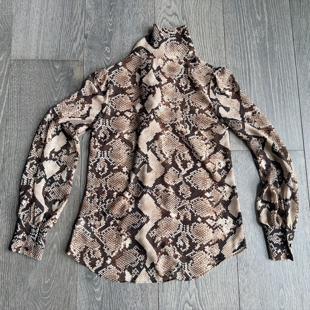 Altuzarra for Target Snakeskin V-Neck Sheer Draped Blouse Size XS - Picture 5 of 5